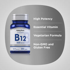 Non-GMO gluten-free B12 supplement packaging