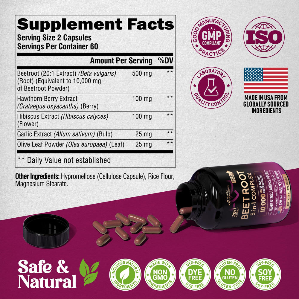 Non-GMO GMP certified beet root supplement capsules