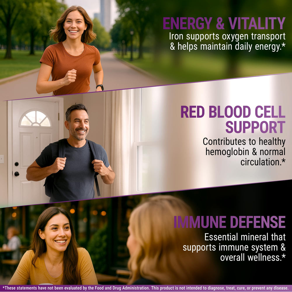 Non-GMO, gluten-free vegan-friendly iron supplement icon