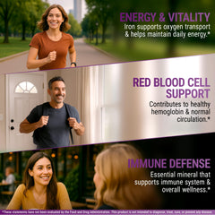 Non-GMO, gluten-free vegan-friendly iron supplement icon