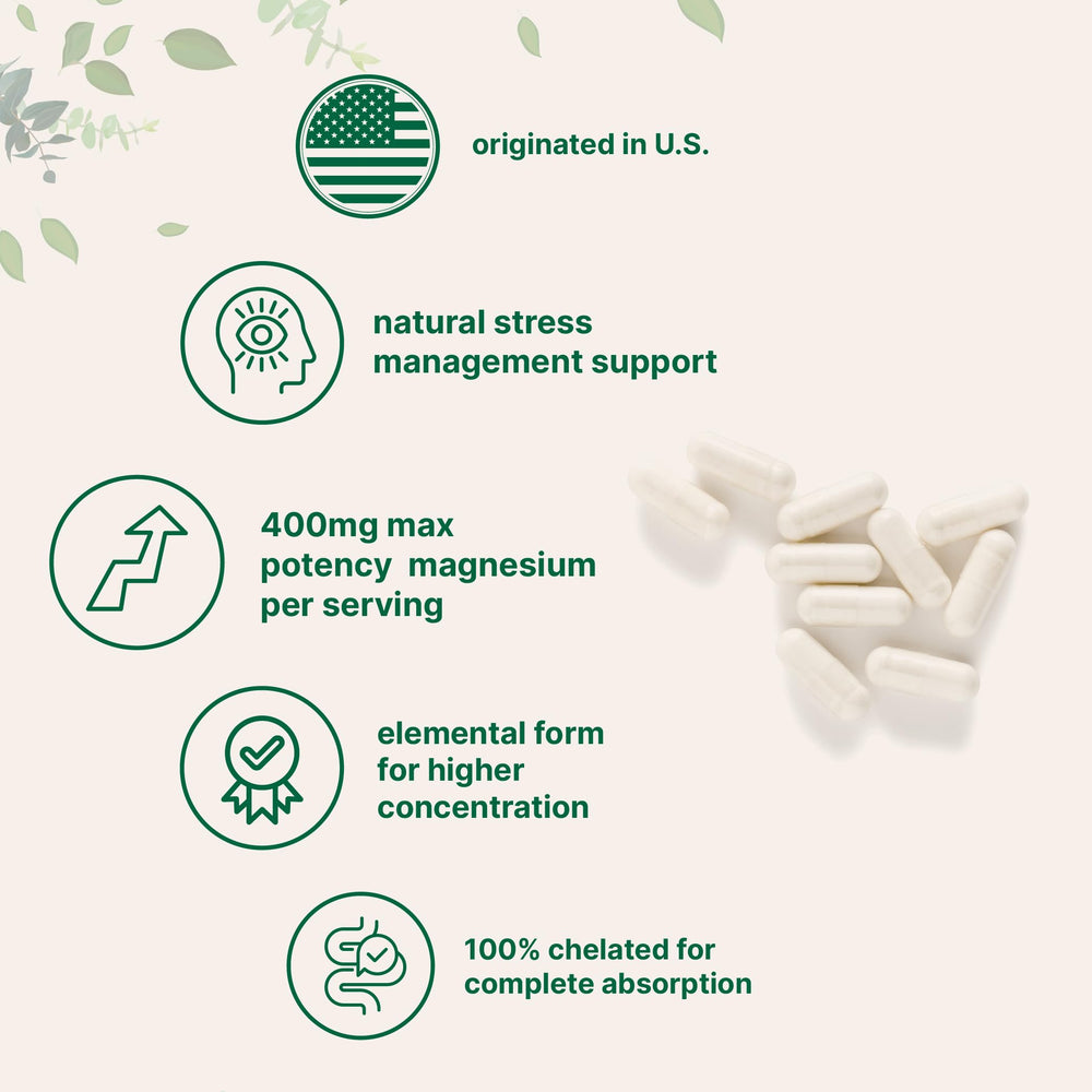 Non-GMO magnesium glycinate supplement label