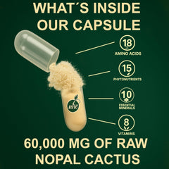 Non-GMO nopales cactus capsules bottle label