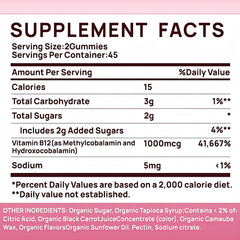 Non-GMO organic B12 gummies in bottle