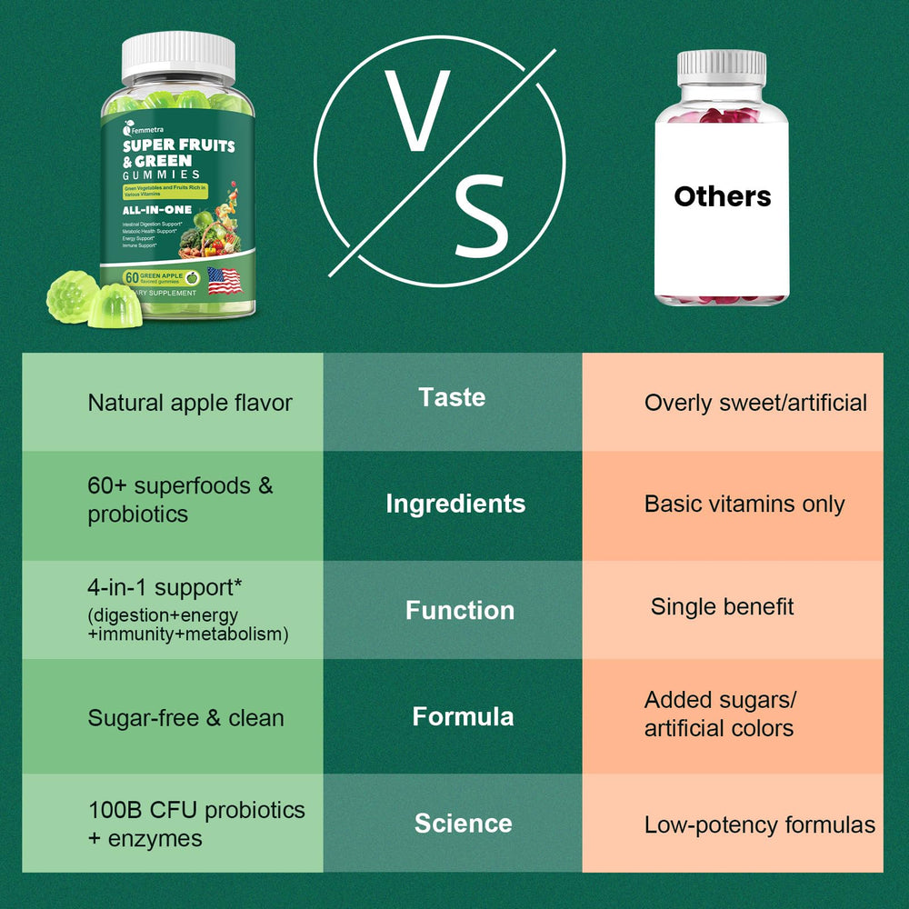 Non-GMO vegan gummies with green apple flavor