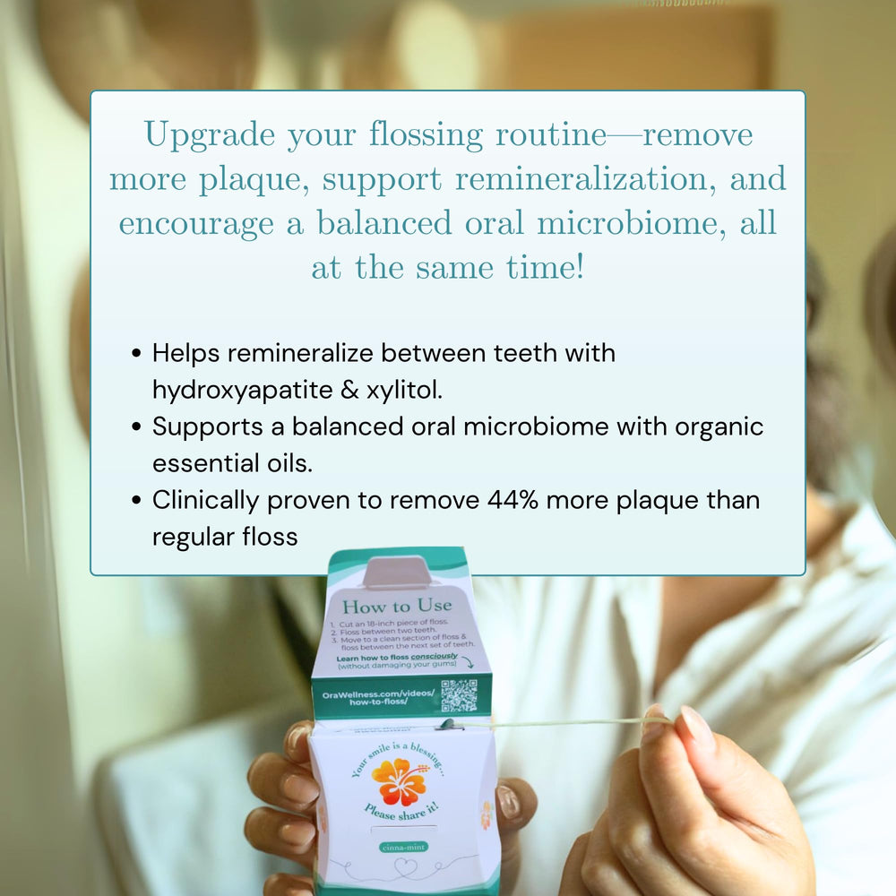 Non-toxic floss made with non-GMO xylitol and hydroxyapatite