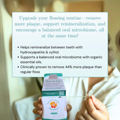 Non-toxic floss made with non-GMO xylitol and hydroxyapatite