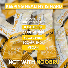Noobru Advantage Nootropic packaging and sachets on a surface