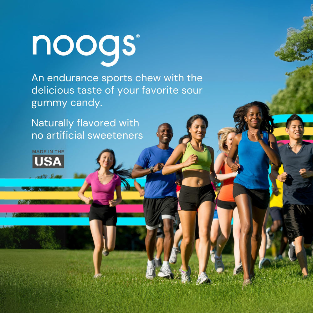 Noogs Sour Energy Chews Lemon Zinger lemon slice impression highlighting tart flavor and electrolyte blend.