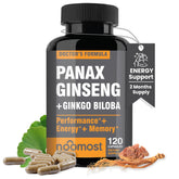 NooMost bottle showing Korean Red Panax Ginseng + Ginkgo Biloba capsules