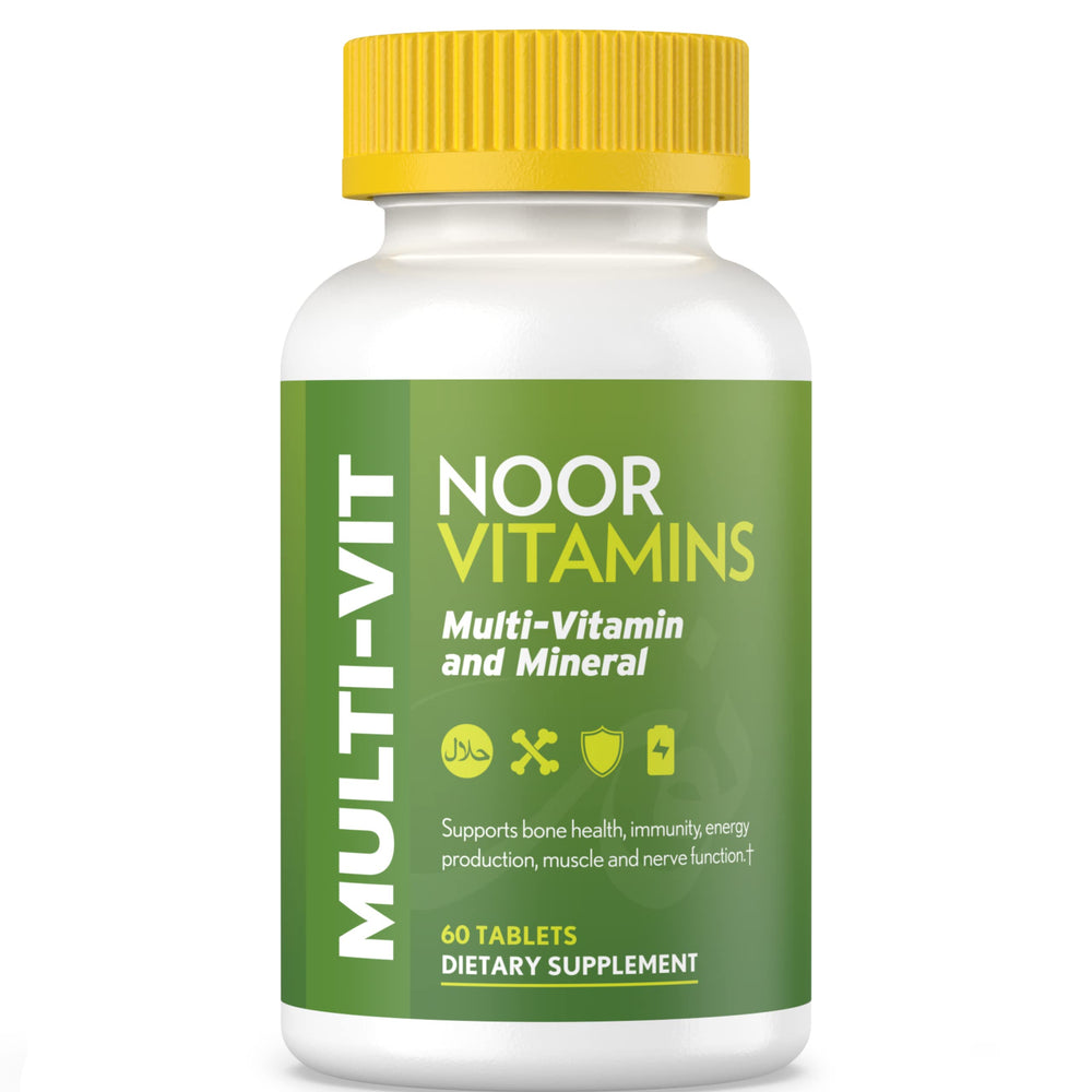 Noor Vitamins Halal Multivitamin bottle – front view (60 tablets, 2-month supply)