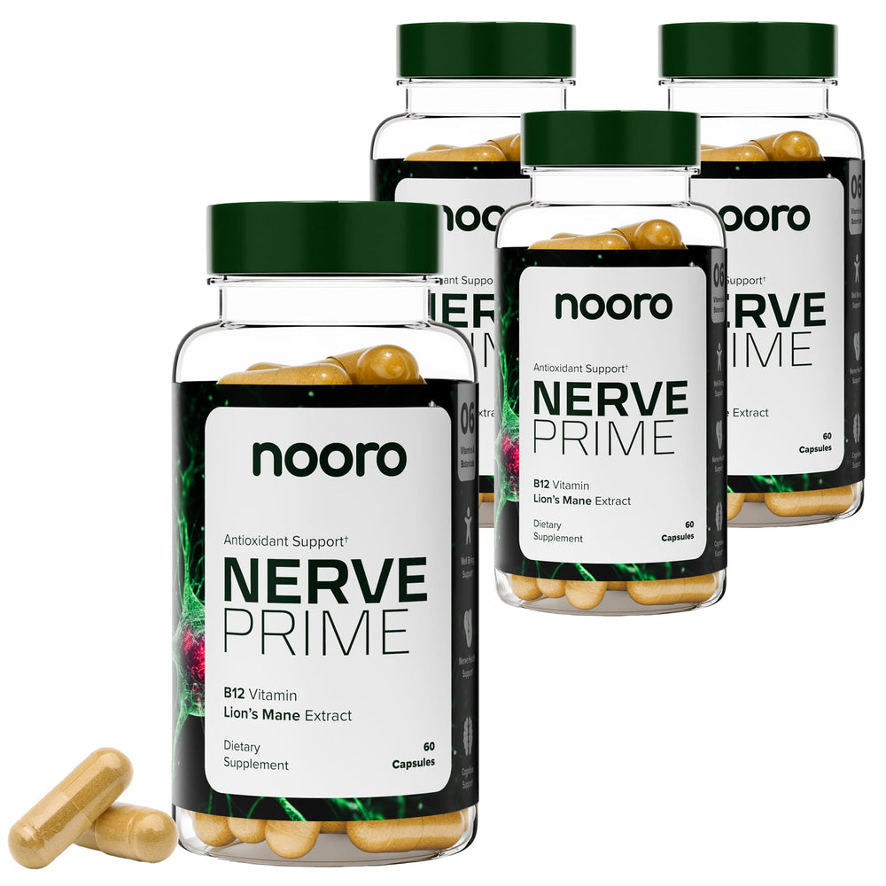 Front view of nooro Nerve Prime bottle with capsules