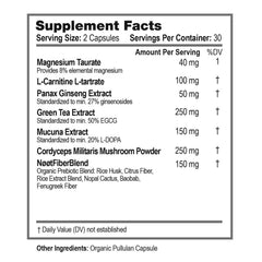 NOOT Pre Workout magnesium taurate capsule focus indicating muscle support and recovery.