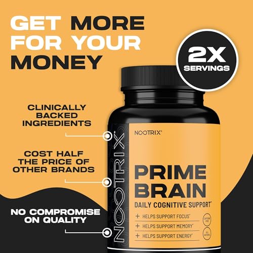 Nutrition label and ingredients on Nootrix Prime Brain bottle