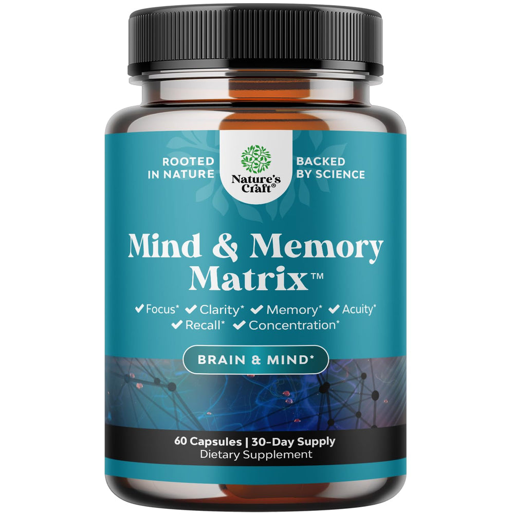 Nootropic brain supplement bottle and capsules