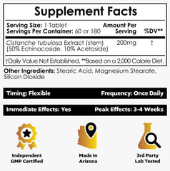 Nootropics Depot Cistanche Tubulosa tablets dosage label aids proper dosing and routine tracking.