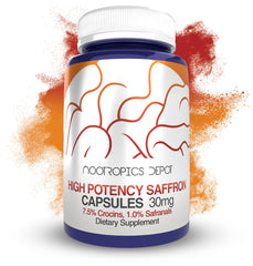 Nootropics Depot saffron extract capsules bottle label