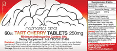Label showing Tart Cherry Extract with 10% anthocyanins