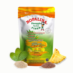 Nopalina Fiber Formula Pineapple bag shows convenient powder packaging for daily fiber support