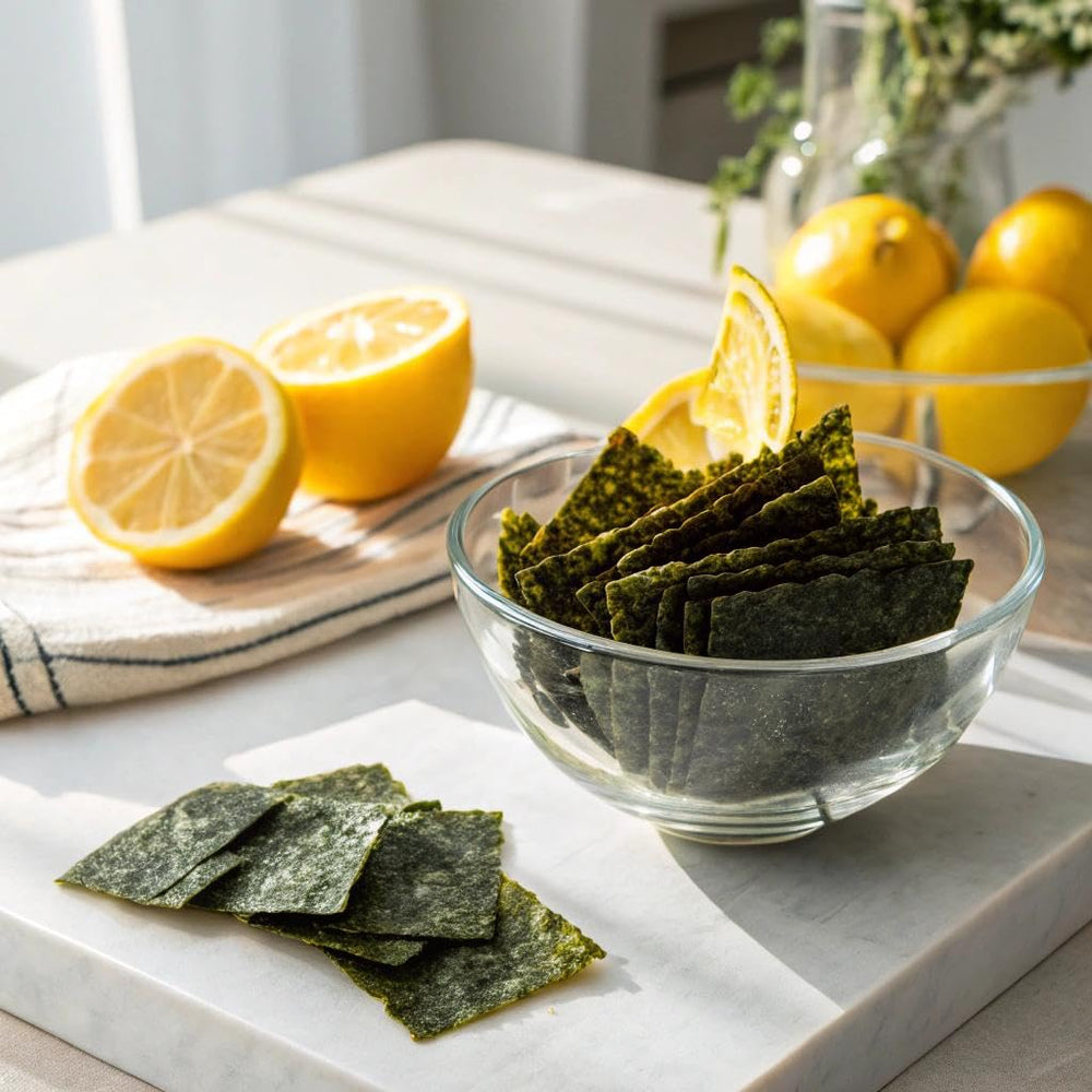 NORA thick nori sheets snack strips close-up highlighting bold umami