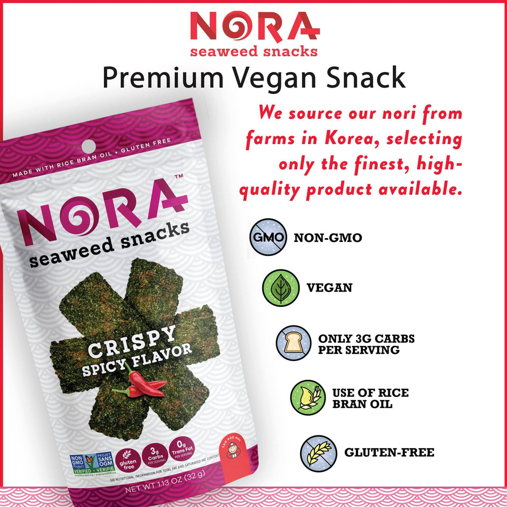 NORA vegan gluten-free seaweed snack hero shot attracting health-conscious snacking