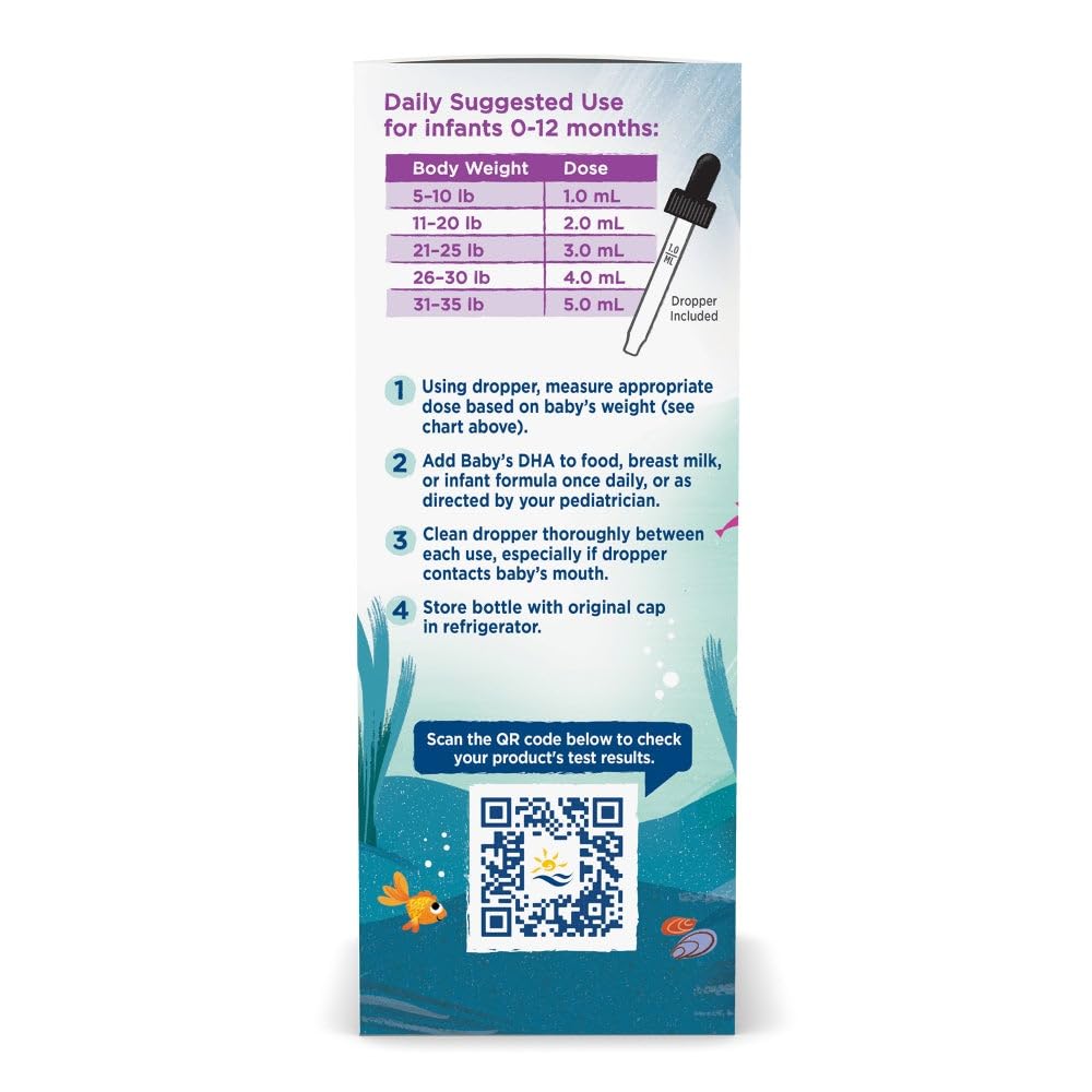 Vitamin D3 dosing chart for Nordic Naturals Baby's DHA