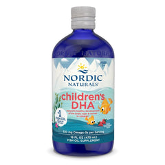 Nordic Naturals Children's DHA Strawberry bottle pour supports healthy brain development and learning.
