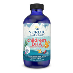Nordic Naturals Children's DHA Strawberry bottle for kids supporting healthy brain development.