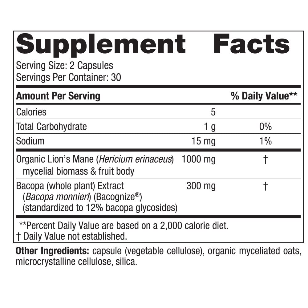 Unflavored Cognition Mushroom Complex bottle – 60 capsules