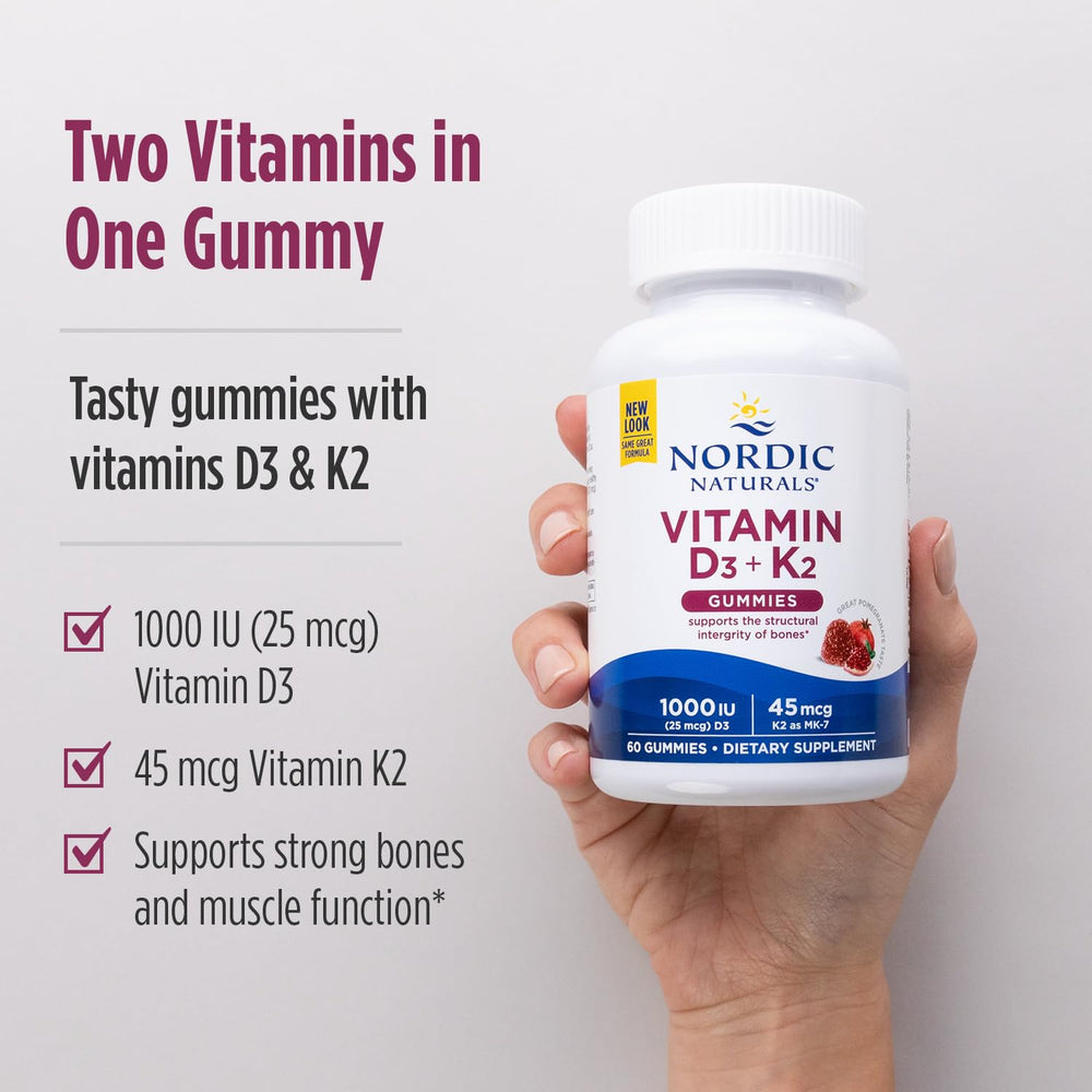 Vegetarian, gelatin-free D3 + K2 gummies