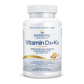 Bottle of Nordic Naturals Vitamin D3+K2 Orange flavor with 60 soft gels