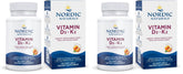 Front view of Nordic Naturals Vitamin D3 + K2 orange flavor soft gels bottle