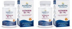 Front view of Nordic Naturals Vitamin D3 + K2 orange flavor soft gels bottle