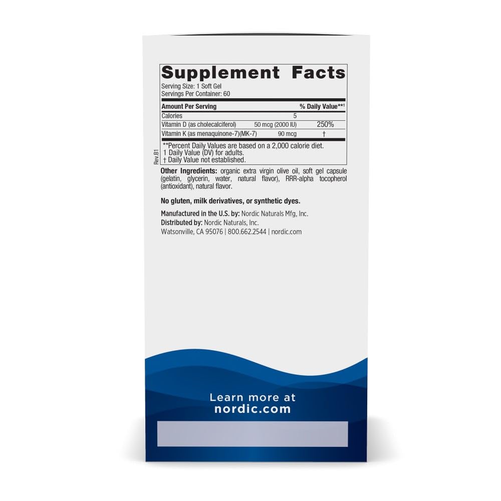 Orange flavor label for Nordic Naturals D3 + K2 bottle