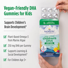 Serving graphic showing 250 mg DHA per gummy
