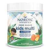 Front view of Nordic Naturals Zero Sugar Kids Multi Gummies bottle – Orange Lemon, 120 gummies