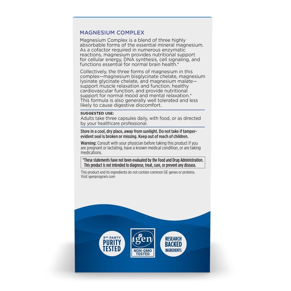 Nordic Naturals Magnesium Complex label emphasizing three forms for better uptake.