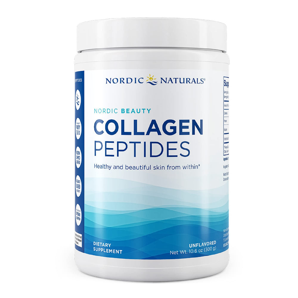 Front view of Nordic Naturals Nordic Beauty Collagen Peptides bottle, unflavored