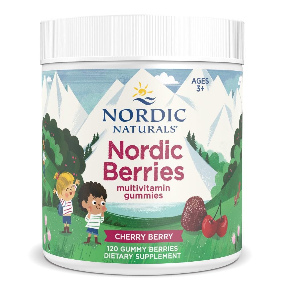 Bottle of Nordic Berries Cherry Berry multivitamin gummies for kids (120 gummies)