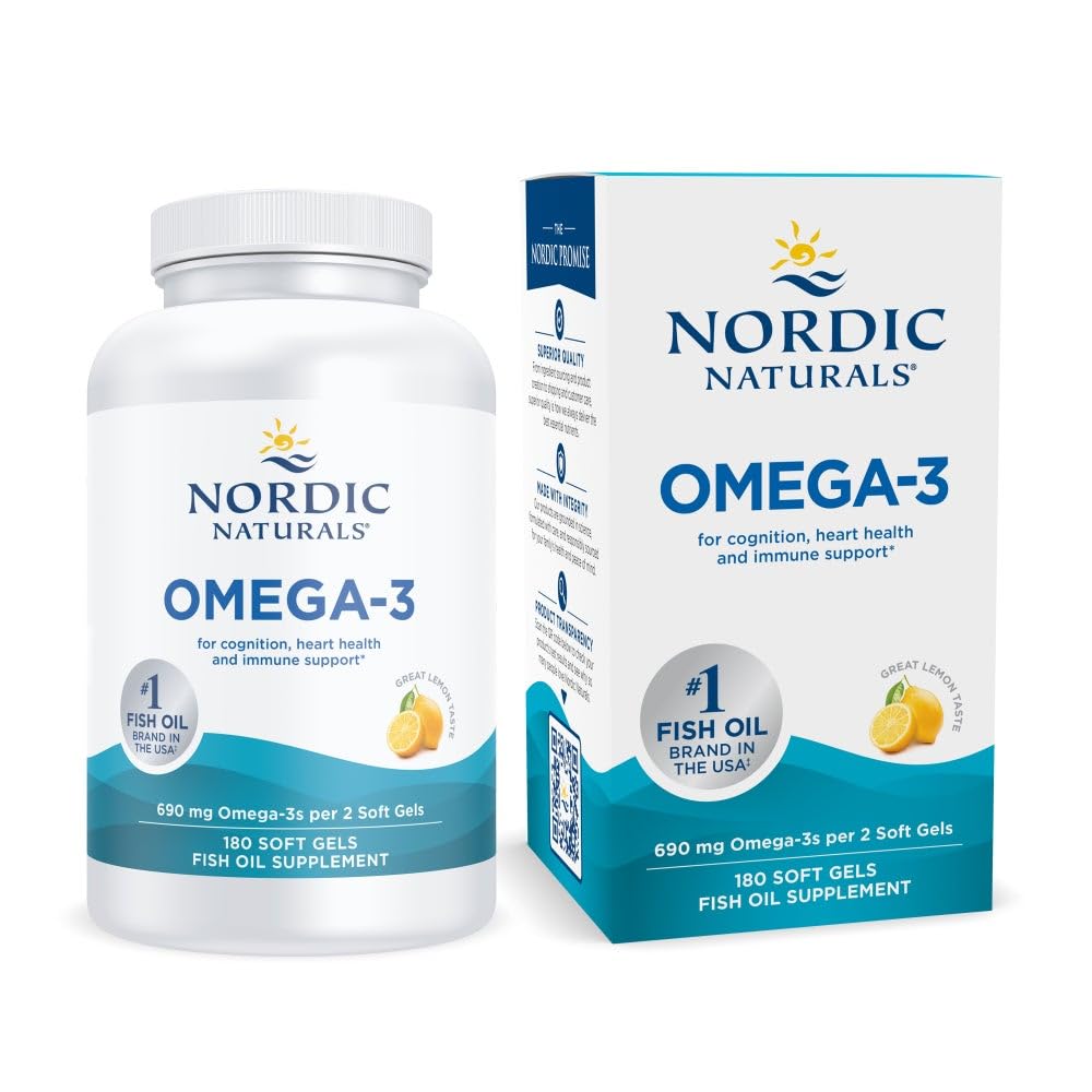 Bottle of Nordic Naturals Omega-3 Lemon Flavor 180 soft gels