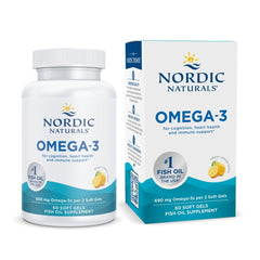 Nordic Naturals Omega-3 Lemon Flavor bottle with 60 soft gels