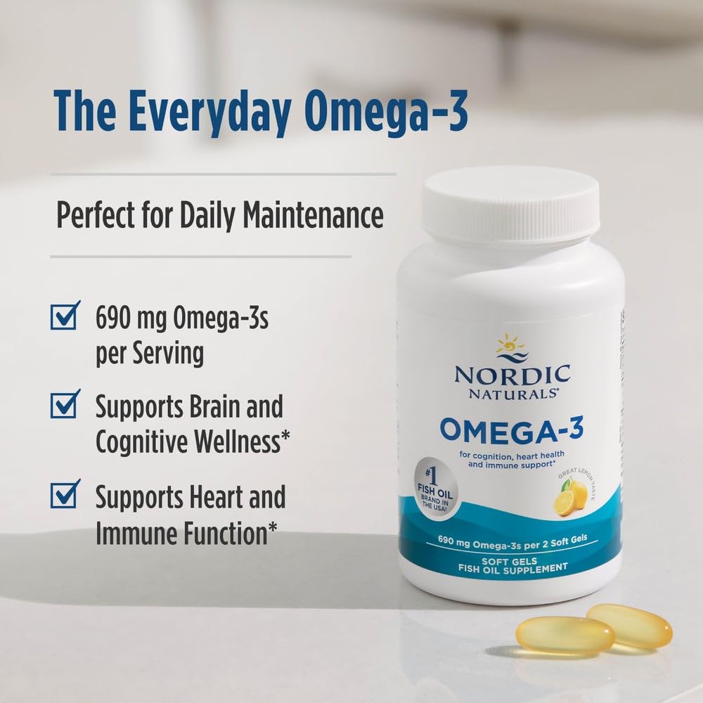 Nordic Naturals Omega-3 Lemon product showing non-GMO ingredients.
