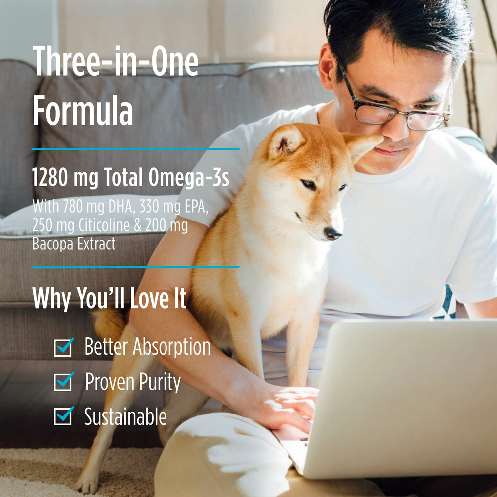 Graphic highlighting omega-3, citicoline, and bacopa benefits