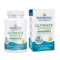 Nordic Naturals Plant-Based Ultimate Omega Lemon bottle with 60 soft gels