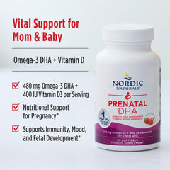 Nutrition facts panel of Prenatal DHA Strawberry