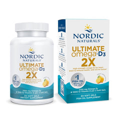 Nordic Naturals Ultimate Omega 2X Lemon bottle and soft gels