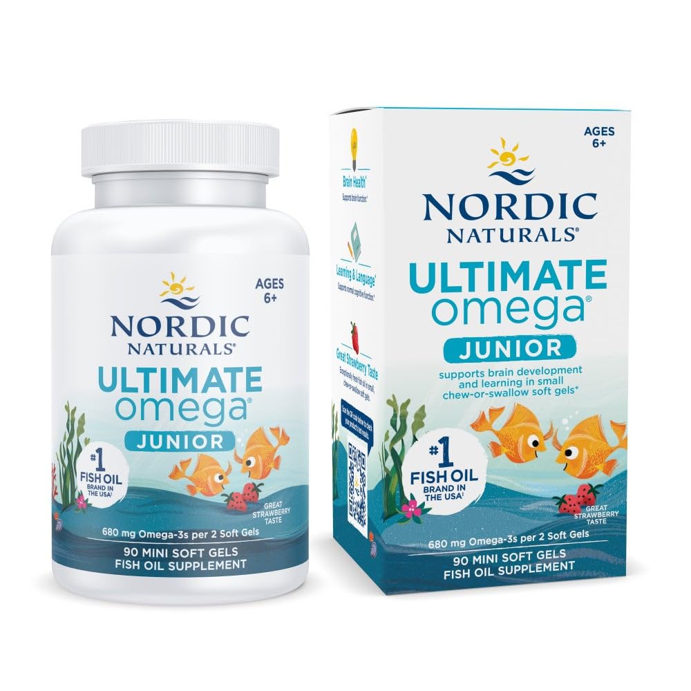 Nordic Naturals Ultimate Omega Jr strawberry bottle shown for kids omega-3 support
