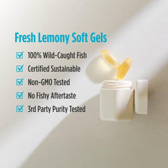 Bottle placed beside lemon slices