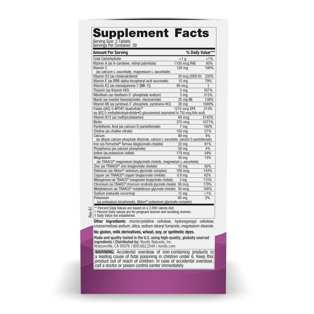 Close-up of the mini prenatal tablets