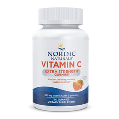 Front view of Nordic Naturals Vitamin C Extra Strength Gummies Tangerine bottle