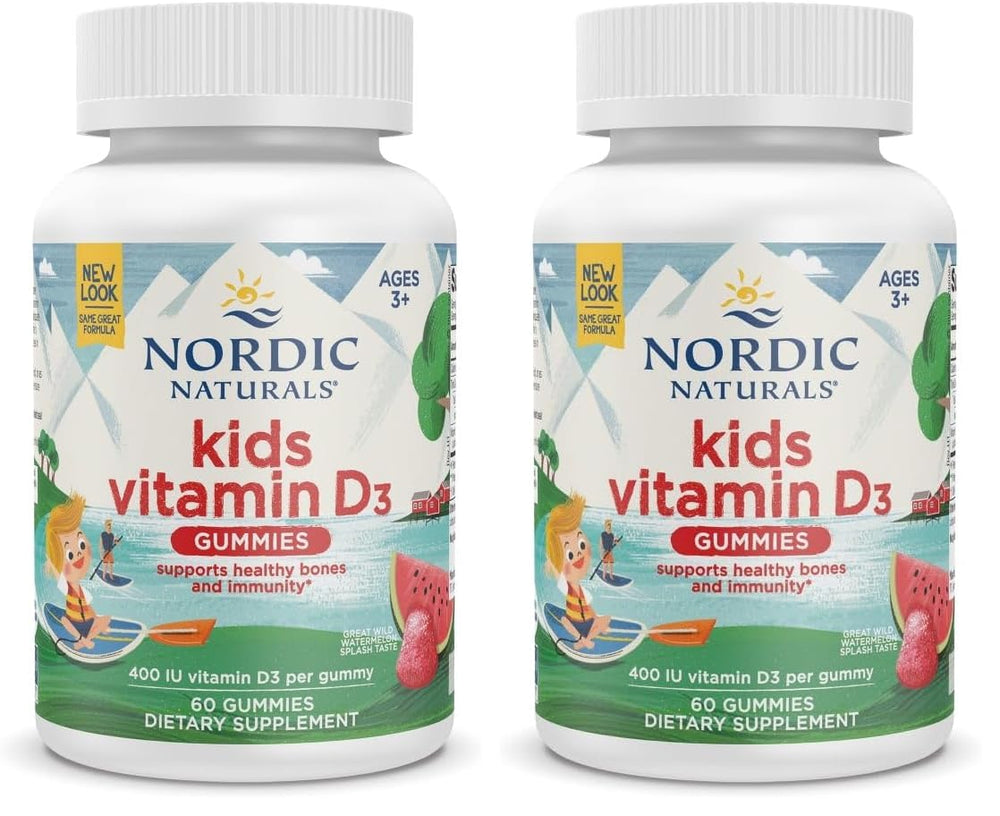 Nordic Naturals Vitamin D3 Gummies Kids Wild Watermelon Splash bottle and label
